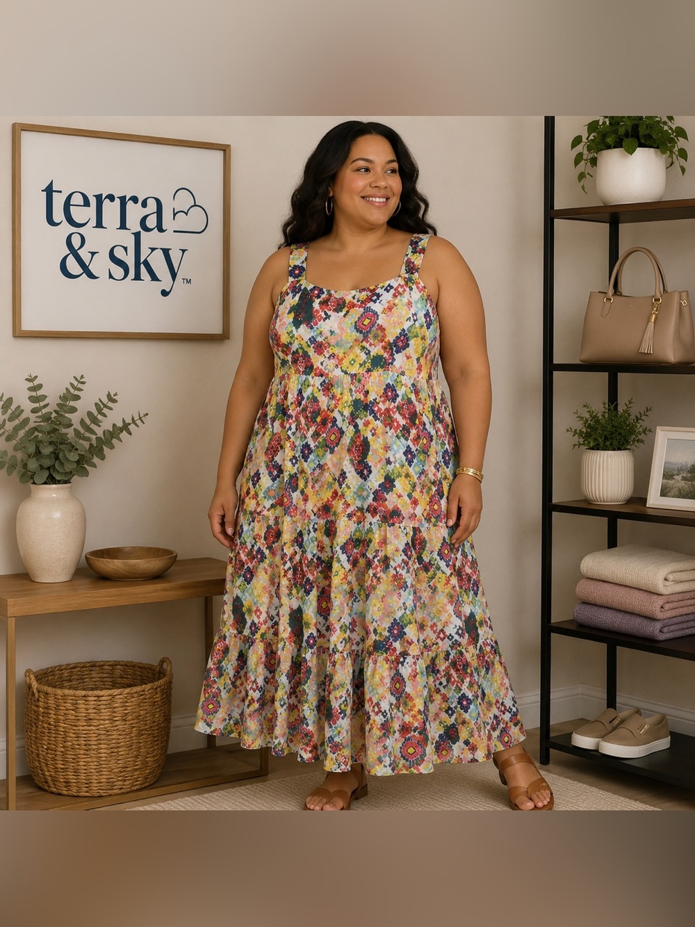 NWT Terra & Sky Tiered Maxi Dress (16W/18W-XL)